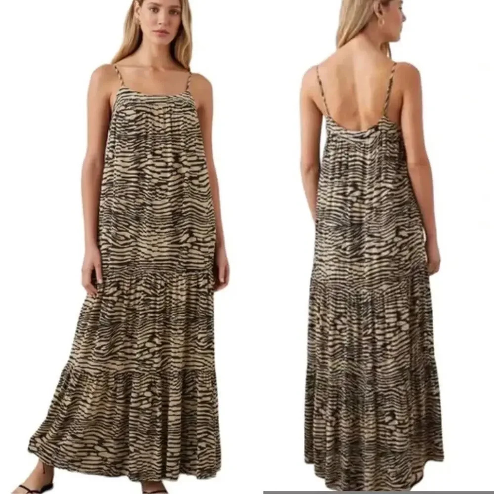Rails Zebra-Print Maxi Dress in Beige and Black